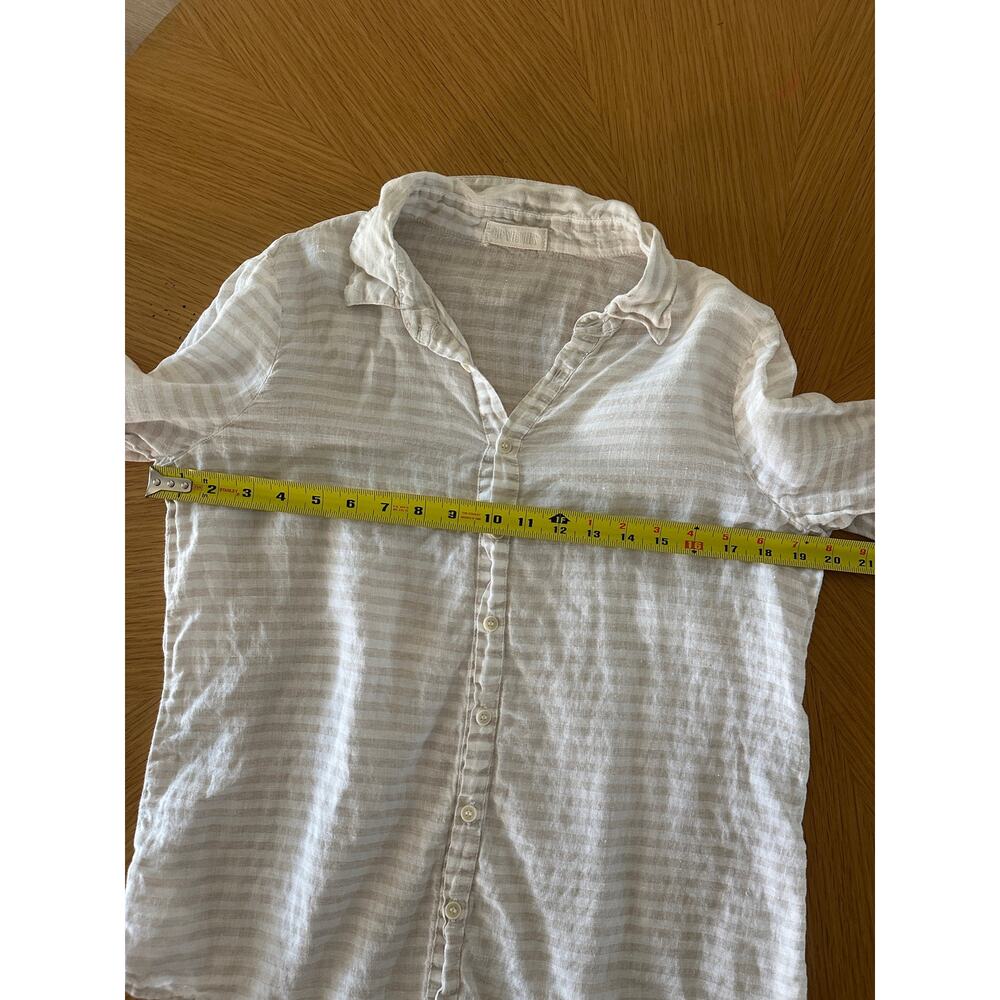 CP Shades Romy Linen Shirt Button Front Neutral Minimalist Lagonlook Stripes - Picture 8 of 9